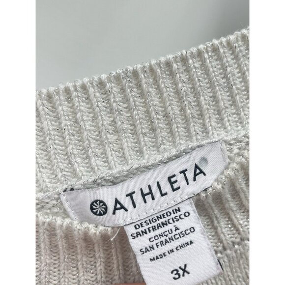 Athleta Crossroads Hawthorn Textured Cable Knit Crew Neck Sweater Merino Wool 3X - Picture 5 of 7